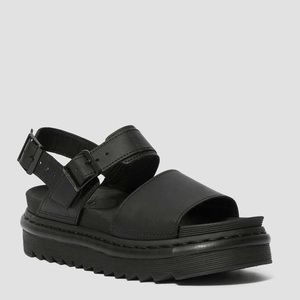 Dr. Martens Voss Women’s Leather Strap Sandals in Black Hydro - Size 9